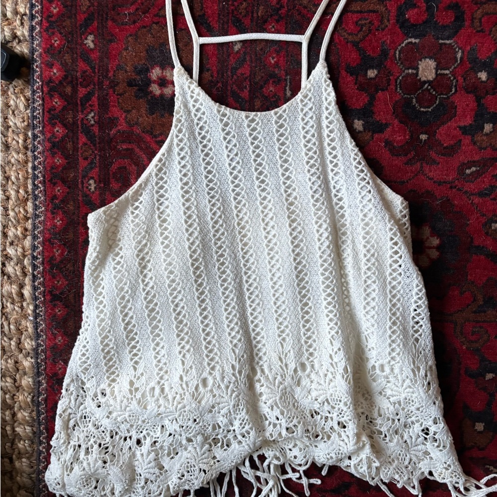 J.O.A. Cream Lace Women Top